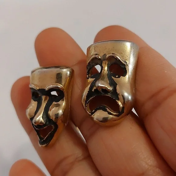 * Vintage Comedy Tragedy Drama Play Mask Cufflinks Patent 2472958 - Picture 2 of 4